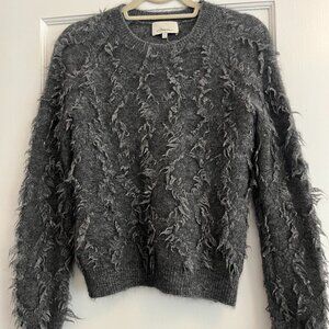 3.1 Phillip Lim Diamond Fringe Mohair Blend Sweater - Grey - Sz S / P